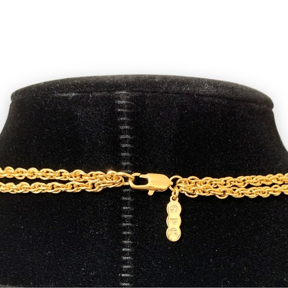 Grace Kelly Simple Stone Double Strand Chain Necklace 18k Gold Plated - Picture 2 of 9